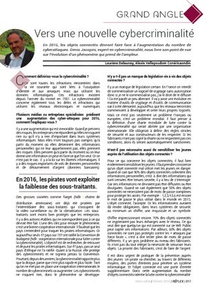 Interview de Denis JACOPINI, expert informatique assermenté spécialisé en cybercriminalité, dans la revue Grand Angle - Vers une nouvelle cybercriminalité