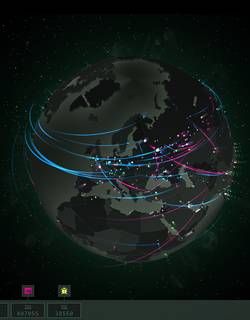 Les menaces informatiques en temps réel dans le Monde sous forme d'une planète intéractive