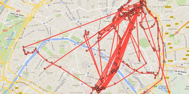 Des déplacements récents effectués dans Paris. 